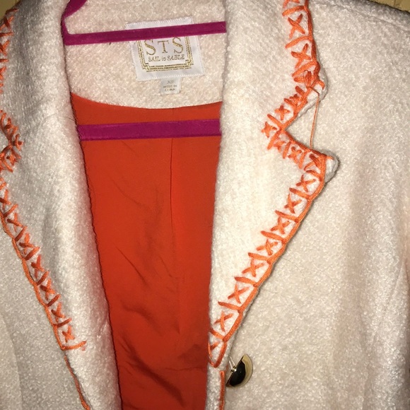 Sail to Sable orange wool blend embroidery coat - Picture 4 of 5